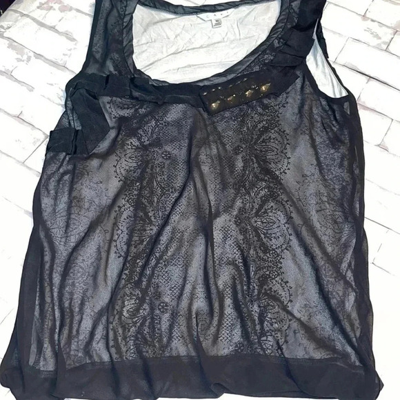 CABI sheer black blouson top HOLIDAYS CHRISTMAS NEW YEARS size medium - Picture 1 of 3